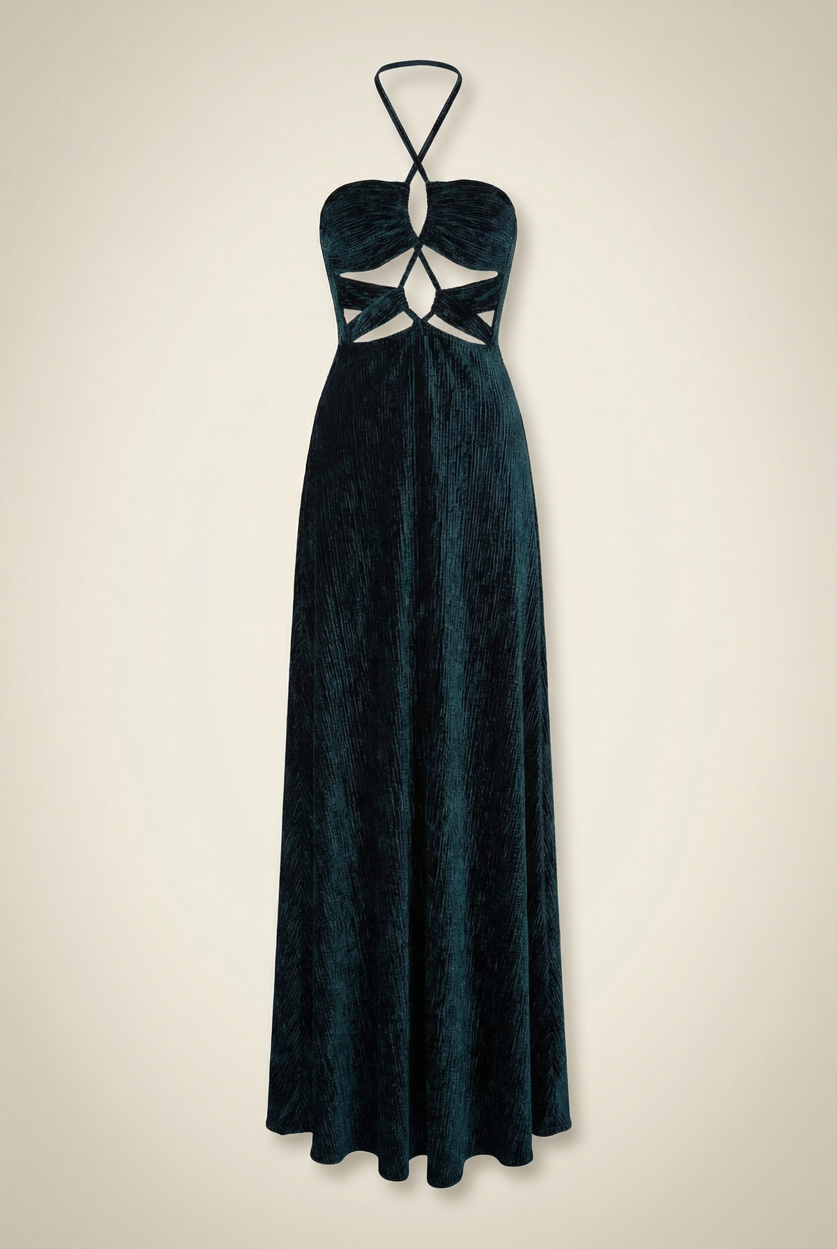 Textured Velvet Lace-up Maxi Dress
