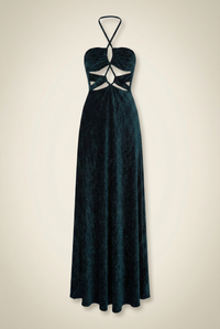 Textured Velvet Lace-up Maxi Dress
