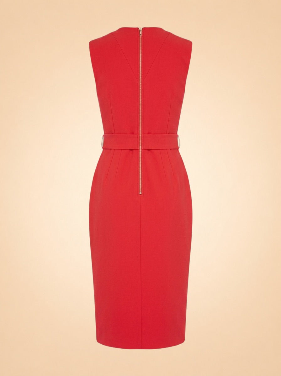 Red V-Neck Midi
