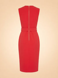 Red V-Neck Midi