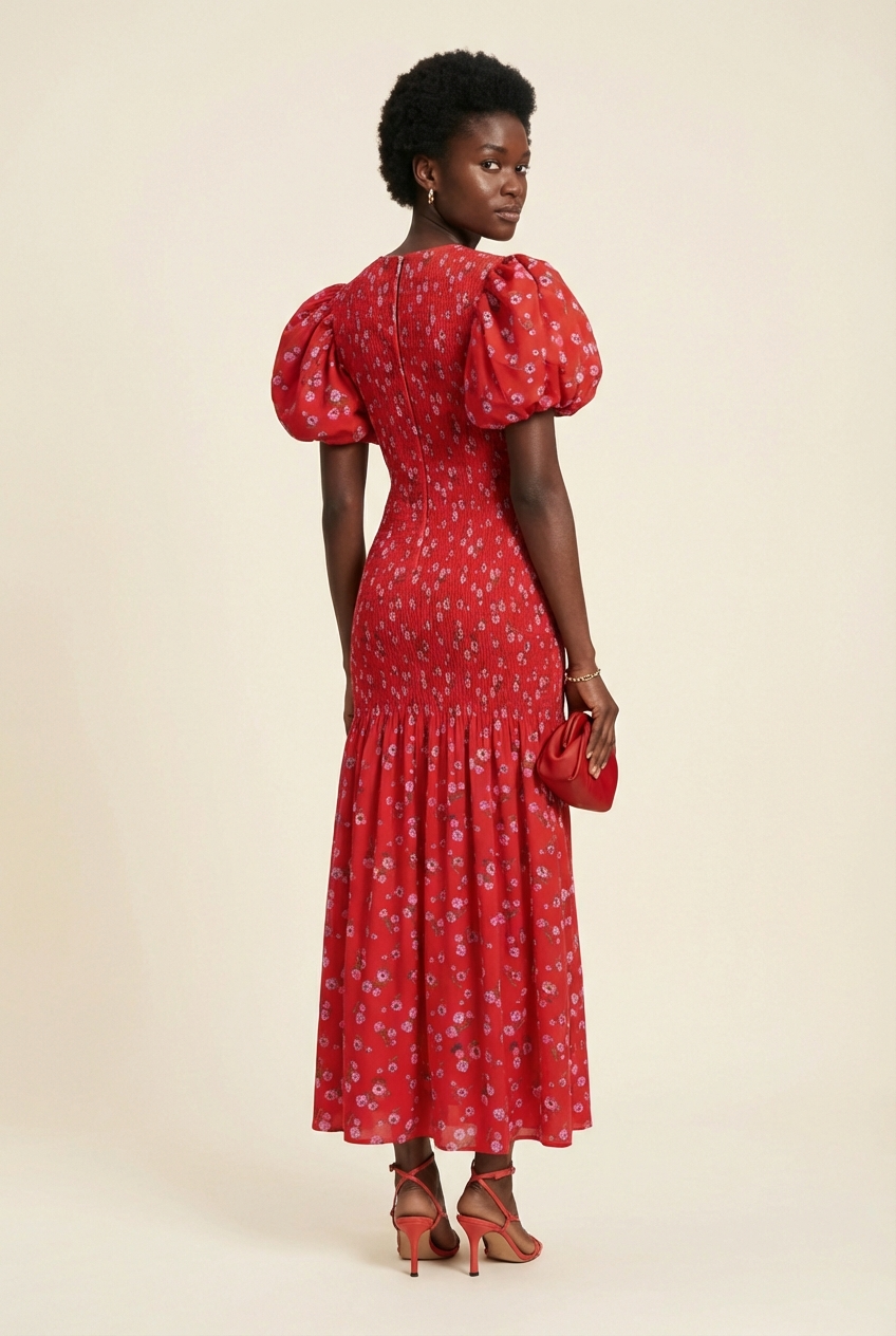 Printed Puff Sleeve Dress