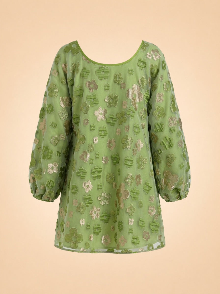 Retro Green Organza Good Luck Dress
