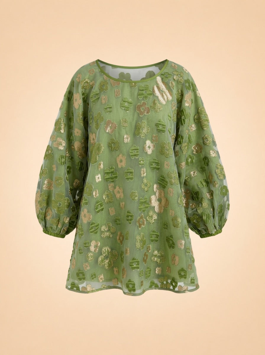 Retro Green Organza Good Luck Dress