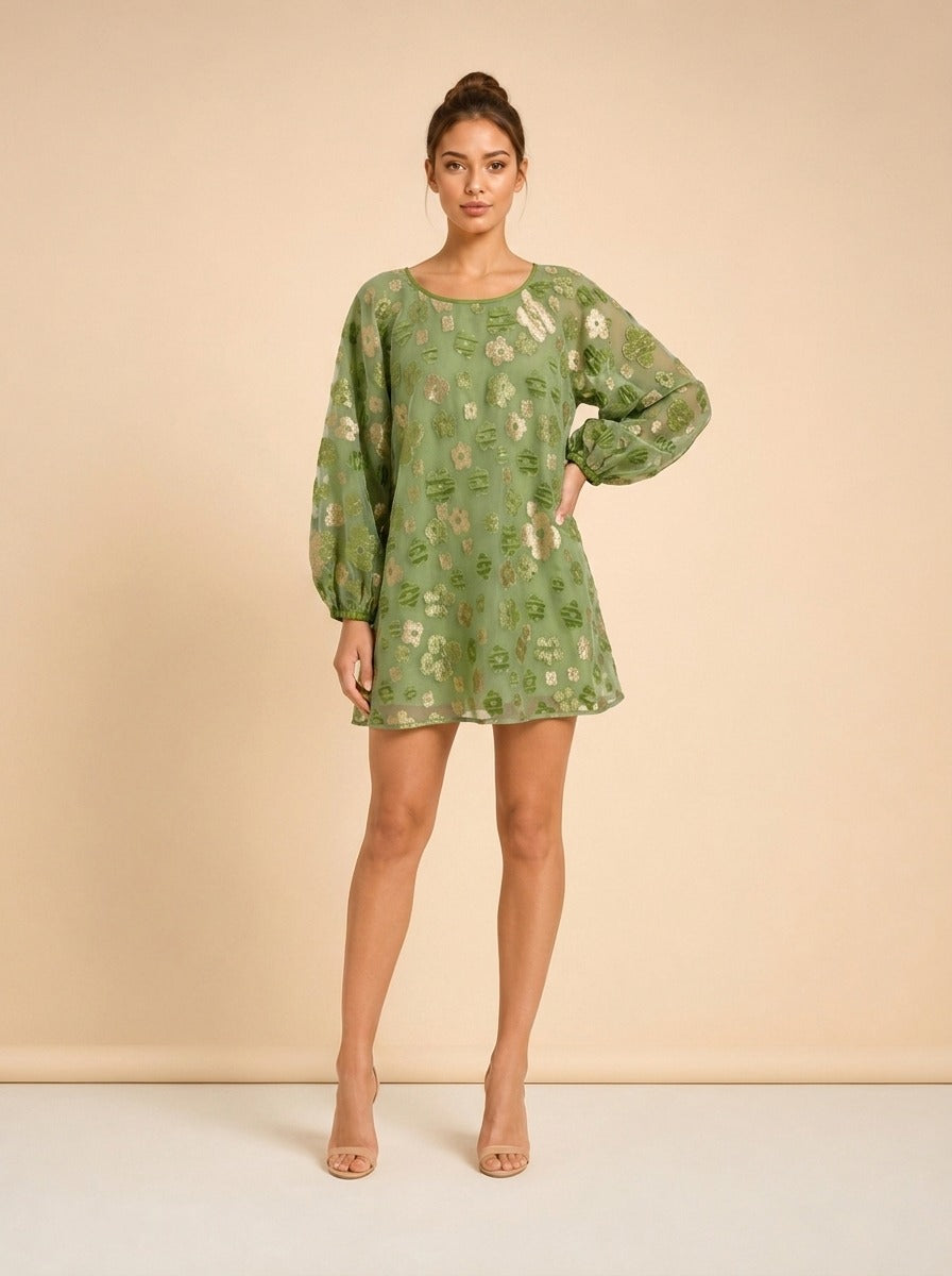 Retro Green Organza Good Luck Dress