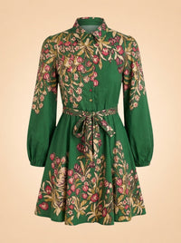 ROWENA DRESS UNICORN TAPESTRY FOREST by Banjanan — front detail