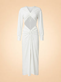 Ruched Disconnect Shirt Dress In White ghost_front