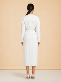 Ruched Disconnect Shirt Dress in White — Christopher Esber