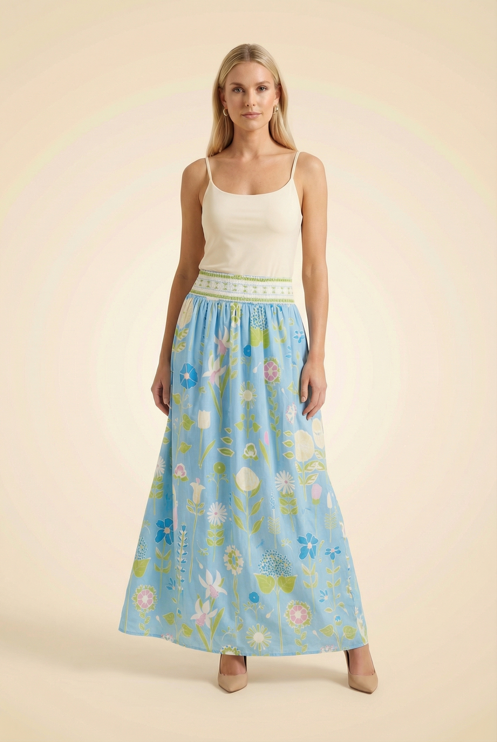 Lillian Skirt in Secret Garden Soft Sky