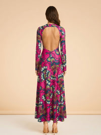 Eywasouls Malibu Sammy Dress in Orchid Botanica — on model, back