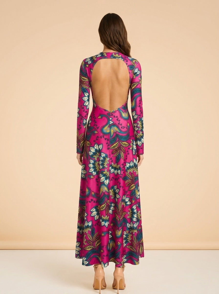 Eywasouls Malibu Sammy Dress in Orchid Botanica — on model, back