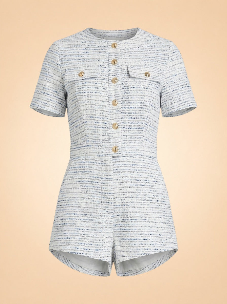 Danes Romper in Waldorf Tweed Blue