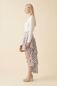 Striped Midi Length Skirt