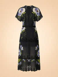 Soft Garden Black Laces Short Sleeve Maxi Dress