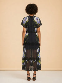 Soft Garden Black Laces Short Sleeve Maxi Dress