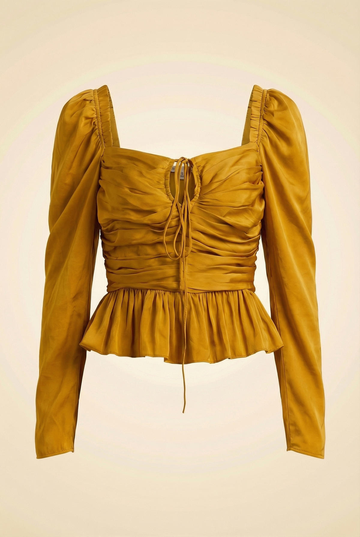 Square Neckline Long Sleeve Crop Top