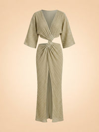 Stevie Pleated Cross-Over Maxi Dress