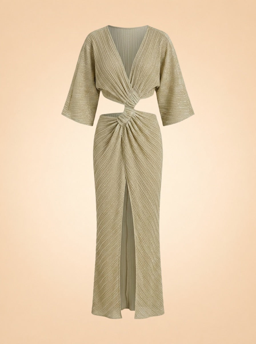 Stevie Pleated Cross-Over Maxi Dress