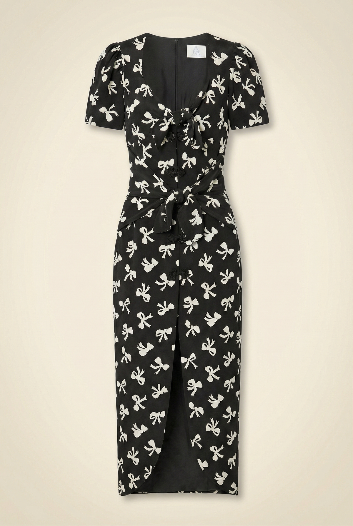 Zaza Tie-detailed Printed Silk-crepe Midi Dress In Black