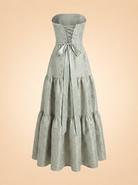 THE VIVIAN DRESS IN SAGE WINDSOR BROCADE ghost_back