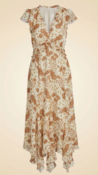 Paige Eleonora Printed Silk Ruffled Midi-Dress