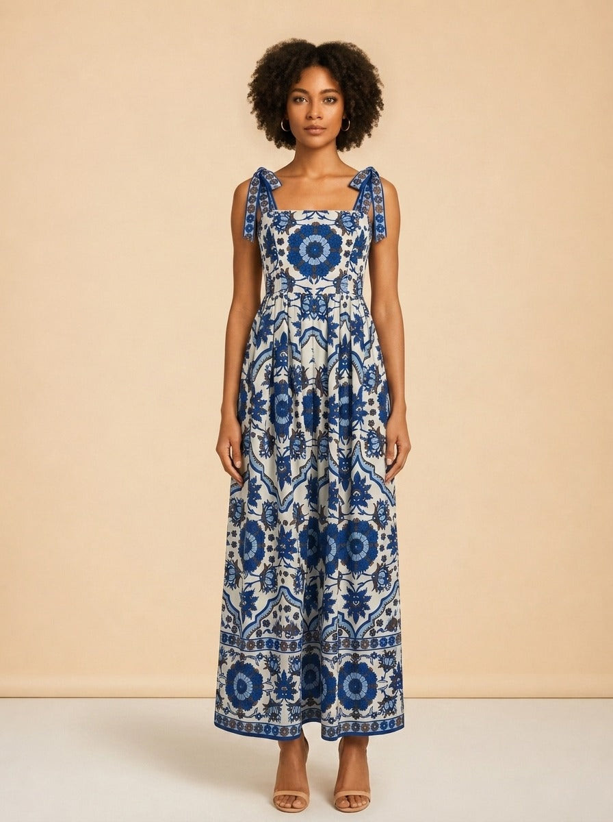 Tula Floral Cotton Poplin Maxi Dress