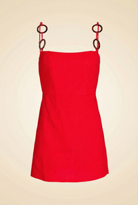 Rumer Bridget Ring Linen Mini Dress in Red
