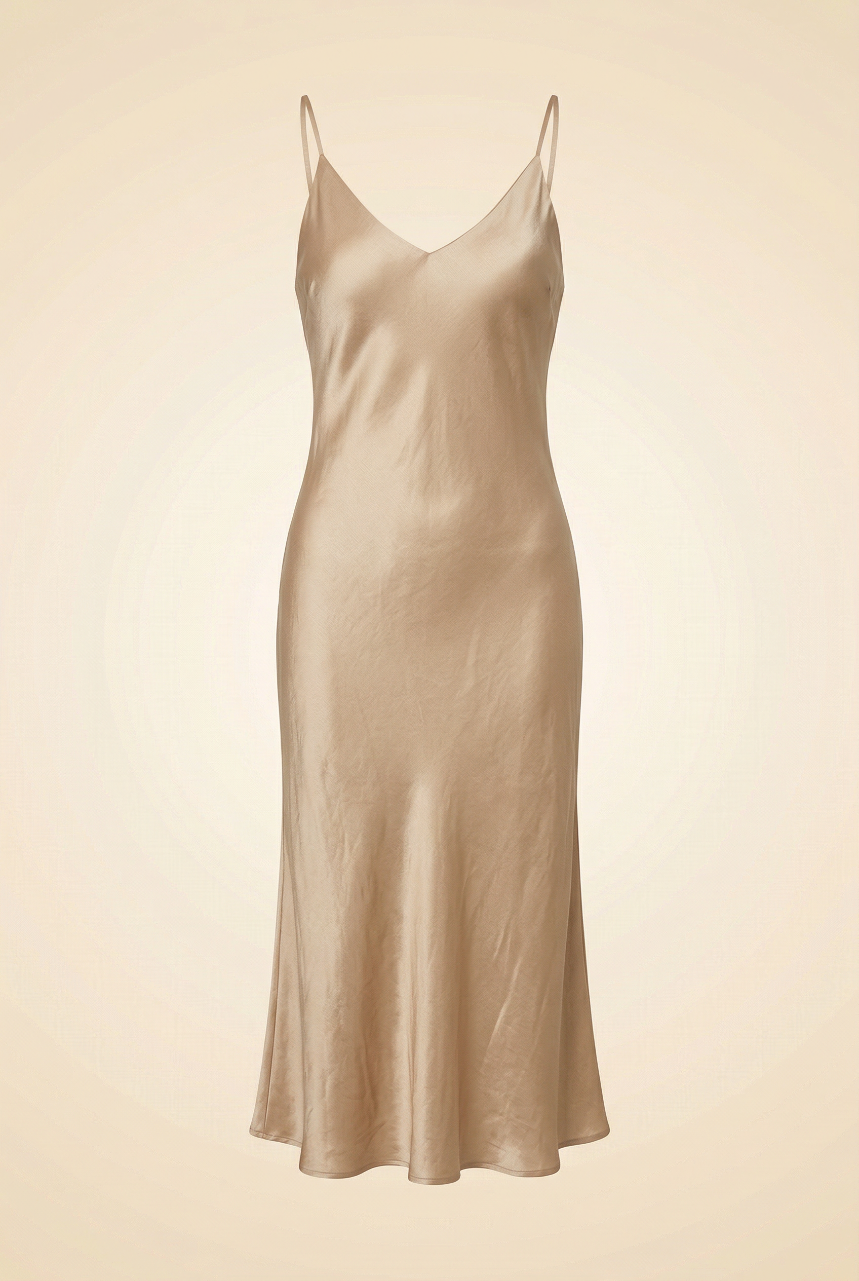 Beige Velour Slip Dress