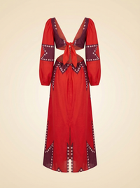 Mar Color de Vino Cutout Printed Cotton-Voile Midi Dress - back
