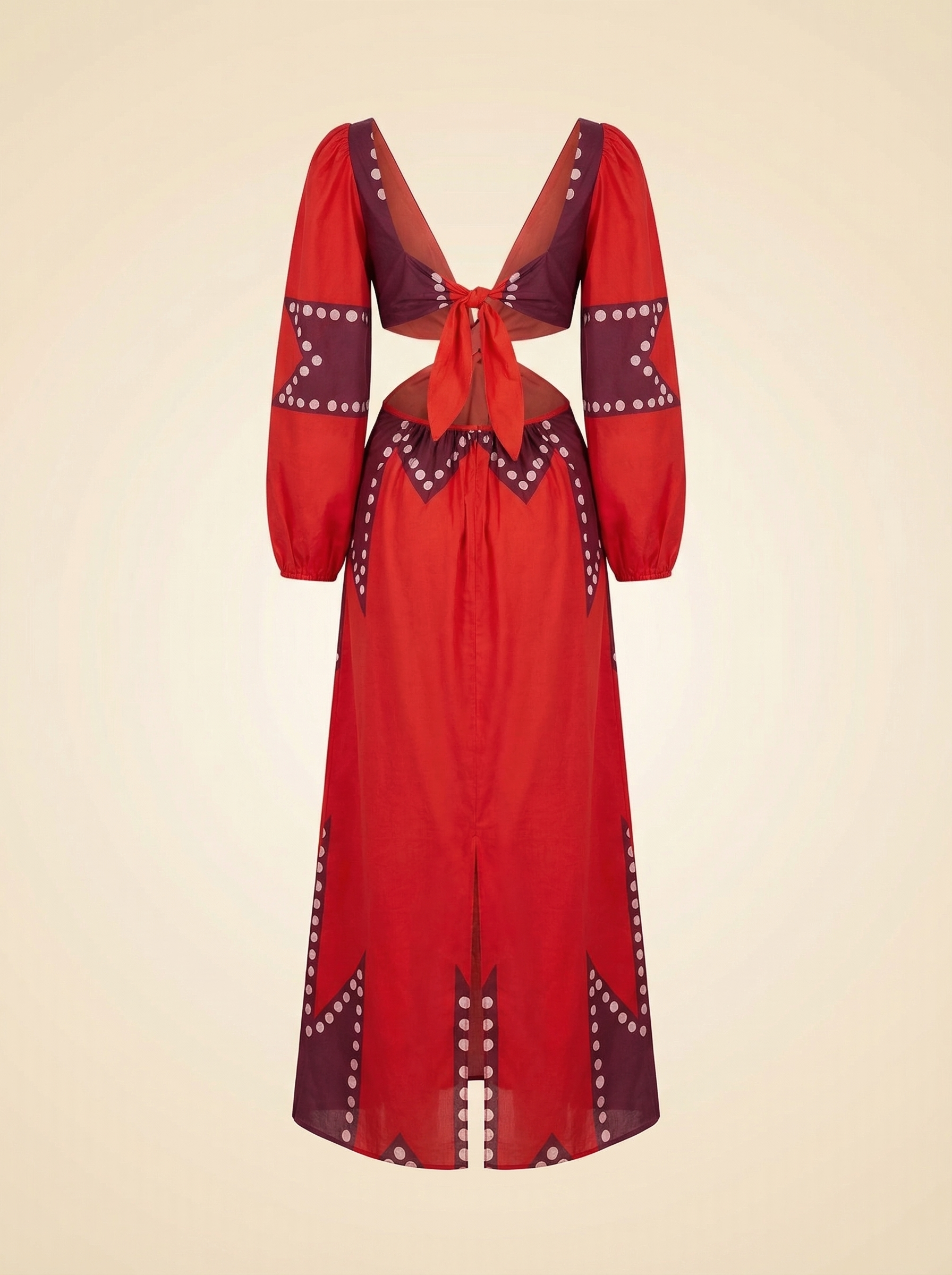Mar Color de Vino Cutout Printed Cotton-Voile Midi Dress - back