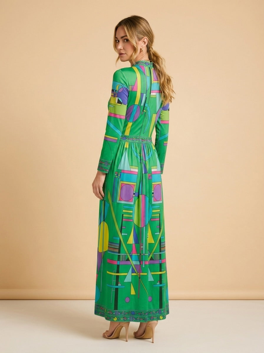 Vintage Green Dress model_over_shoulder