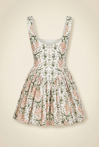 Pluma Floral Corset Cotton Dress In Weiss