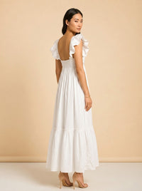 White Cotton Dress model_over_shoulder