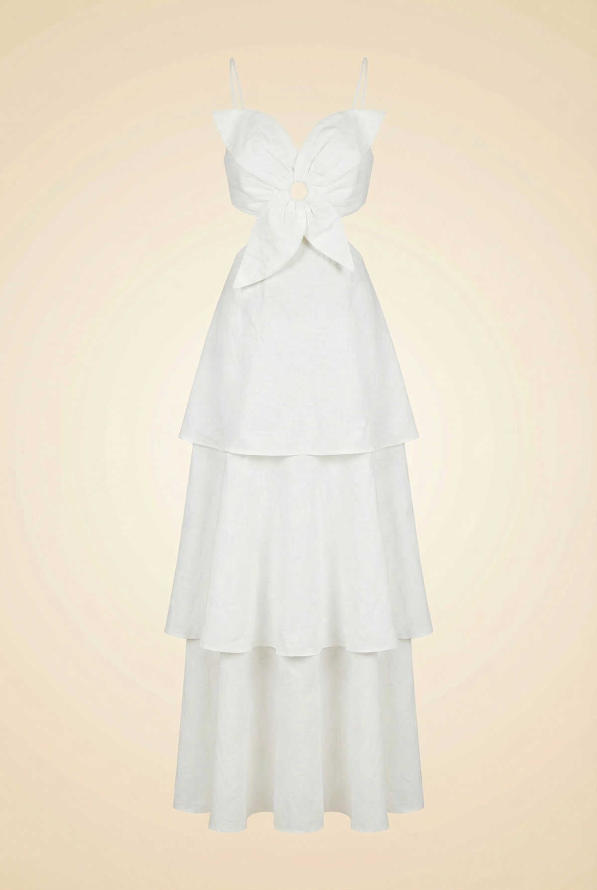 White Layered Flower Detail Maxi Dress
