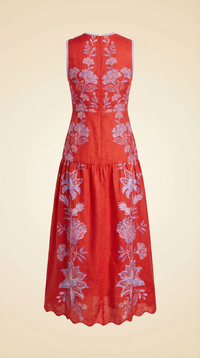 Farm Rio Porcelain Garden Linen Midi-Dress - back