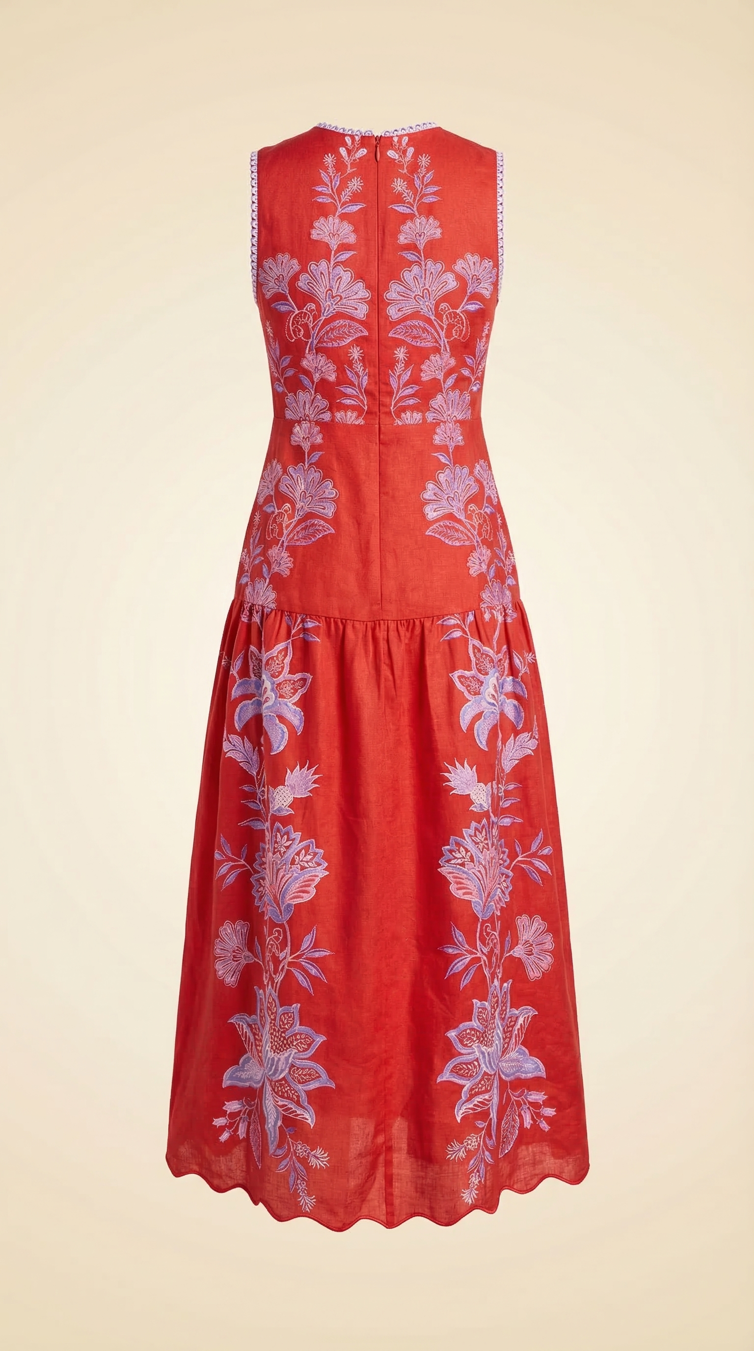 Farm Rio Porcelain Garden Linen Midi-Dress - back