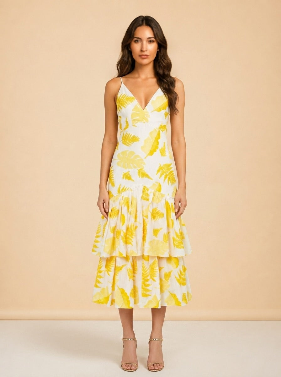 Wray Jacquard Cotton Tiered Dress