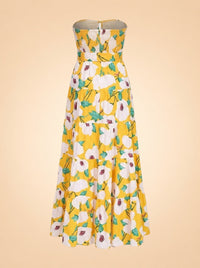 Yellow Regina Poplin Floral Tiered Maxi Strapless Dress ghost_back