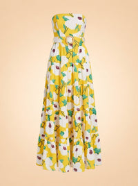 Yellow Regina Poplin Floral Tiered Maxi Strapless Dress ghost_front