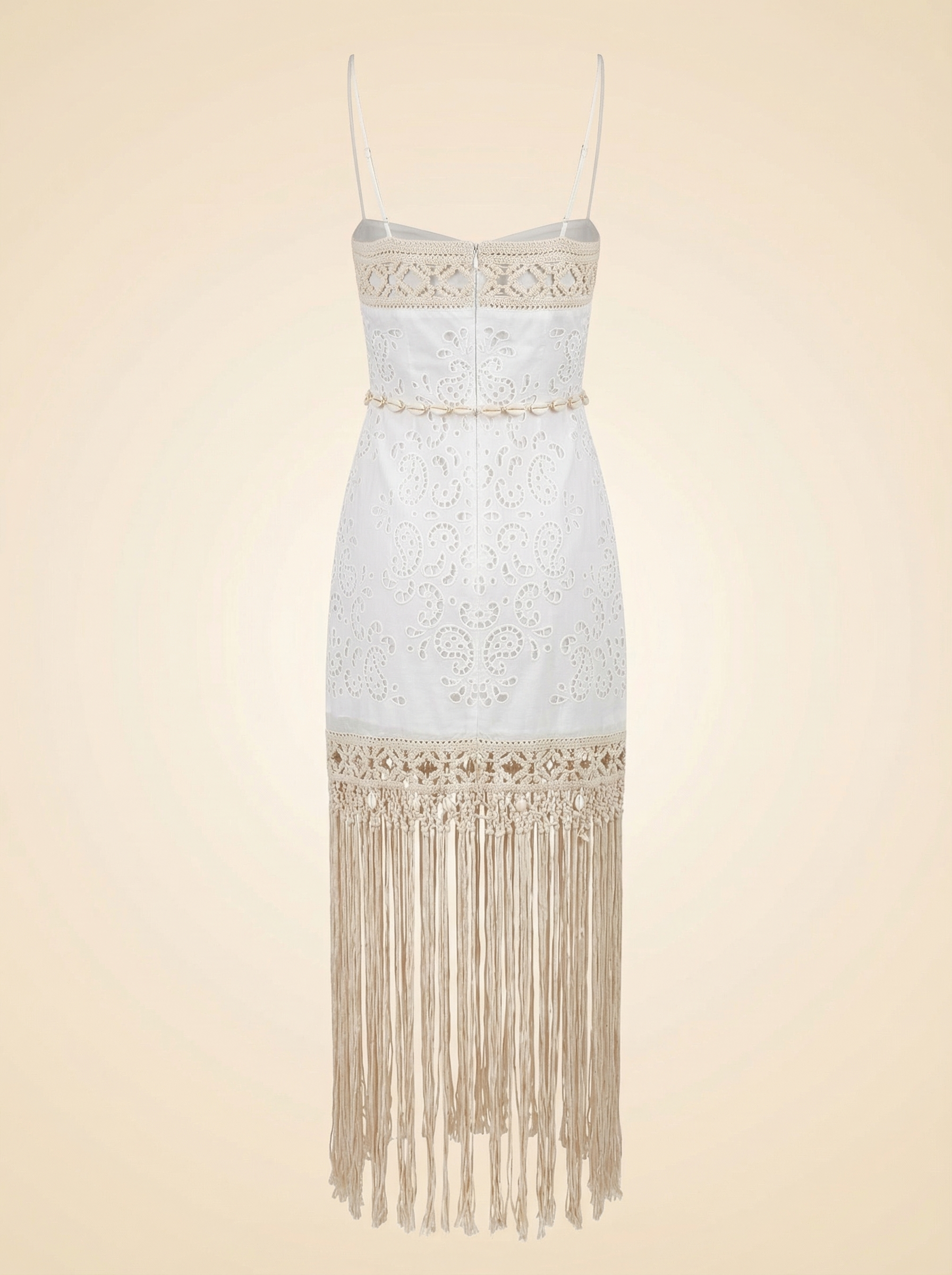 Zimmermann Vitali Fringed Embroidered Mini Dress - back