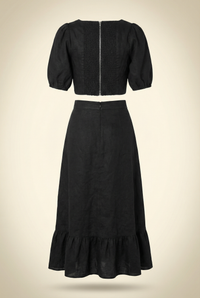 Black Linen Skirt Set