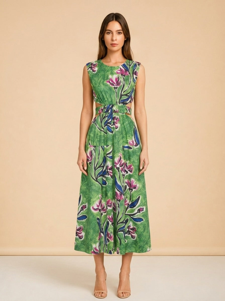 Zorina Tie-Detail Midi Dress model_front